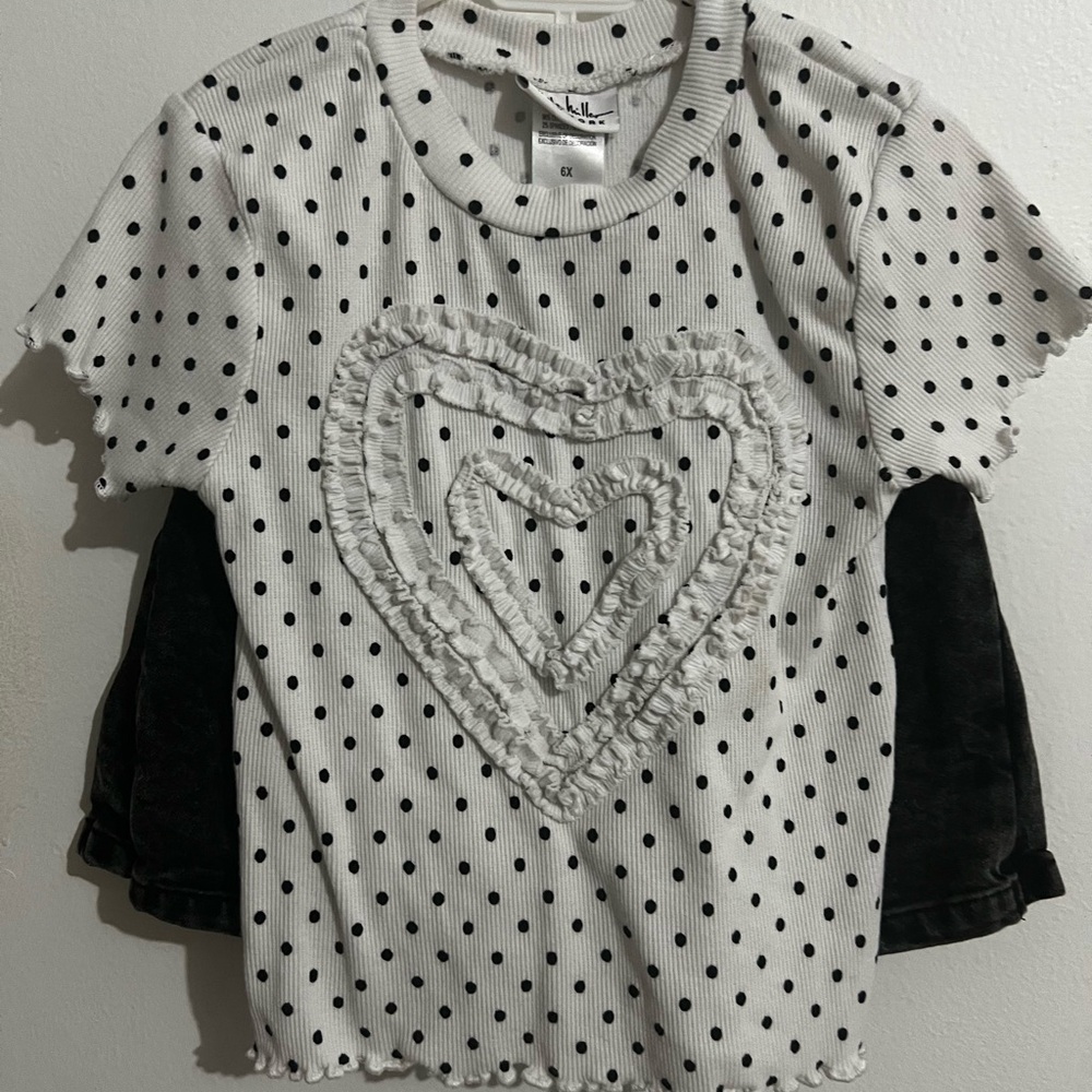 Nicole Miller Black and White Polka Dot Kids Tee